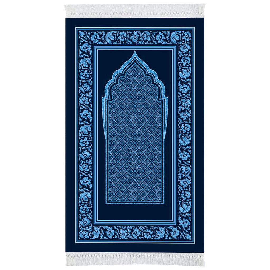 Tapis de prière rembourré bleu Mihrab
