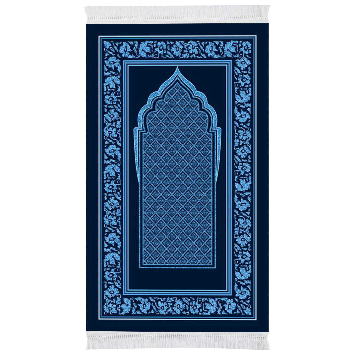 Tapis de prière rembourré bleu Mihrab