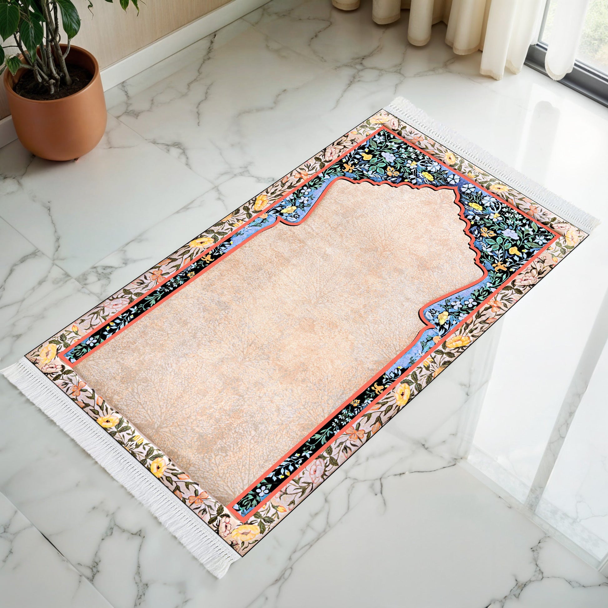 Tapis de prière rembourré fleurs andalouses