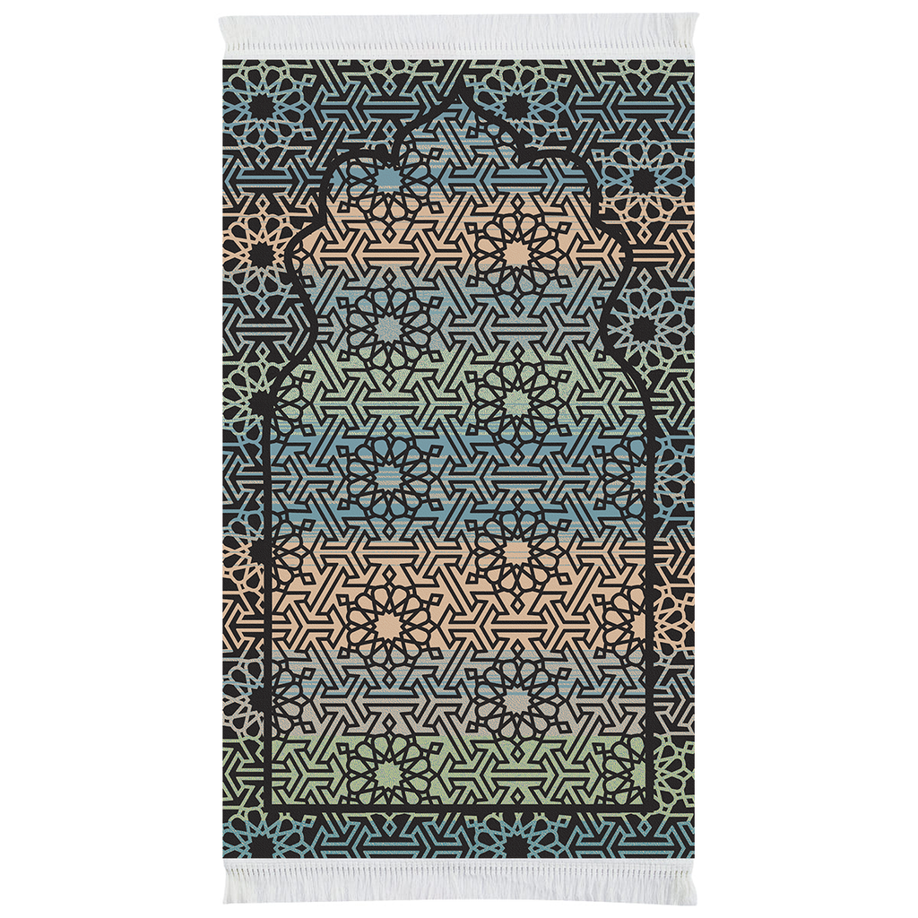 Tapis de prière rembourré bleu noble