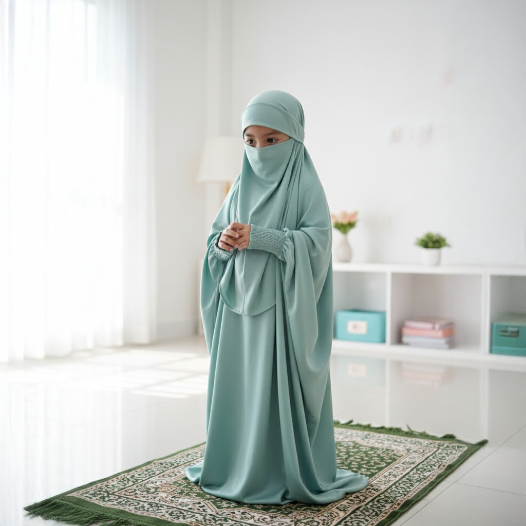 Ensemble Jilbab de prière modeste pour enfants et adultes