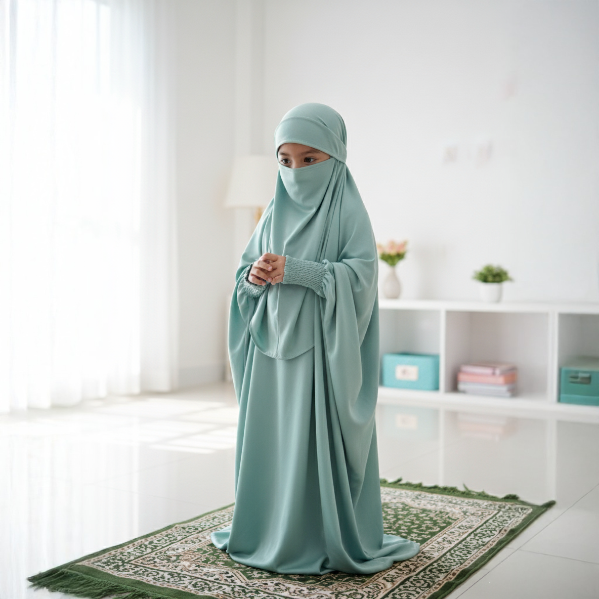 Ensemble Jilbab de prière modeste pour enfants et adultes