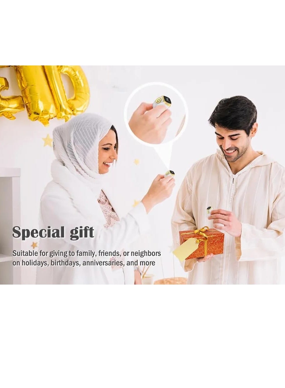 Bague intelligente ZIKR – Tasbih numérique blanc