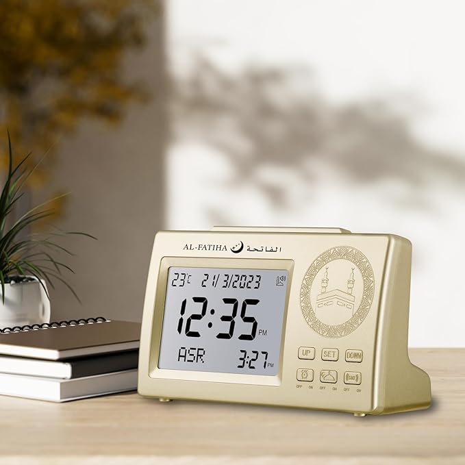 Horloge de table de prière numérique Athan à LED (or)