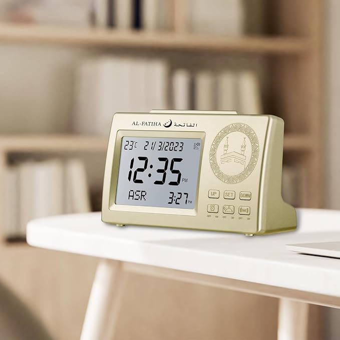 Horloge de table de prière numérique Athan à LED (or)