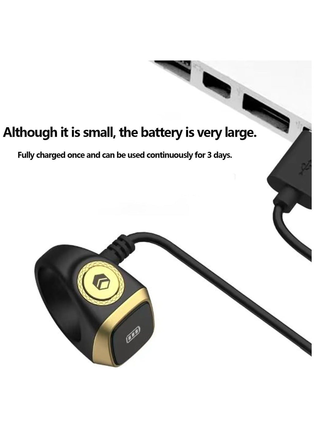 Bague intelligente ZIKR – Tasbih numérique blanc