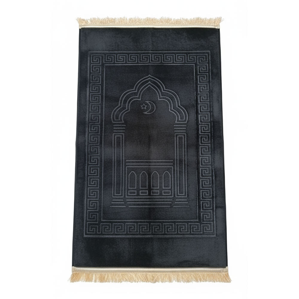 Tapis de prière rembourré noir avec motif en relief
