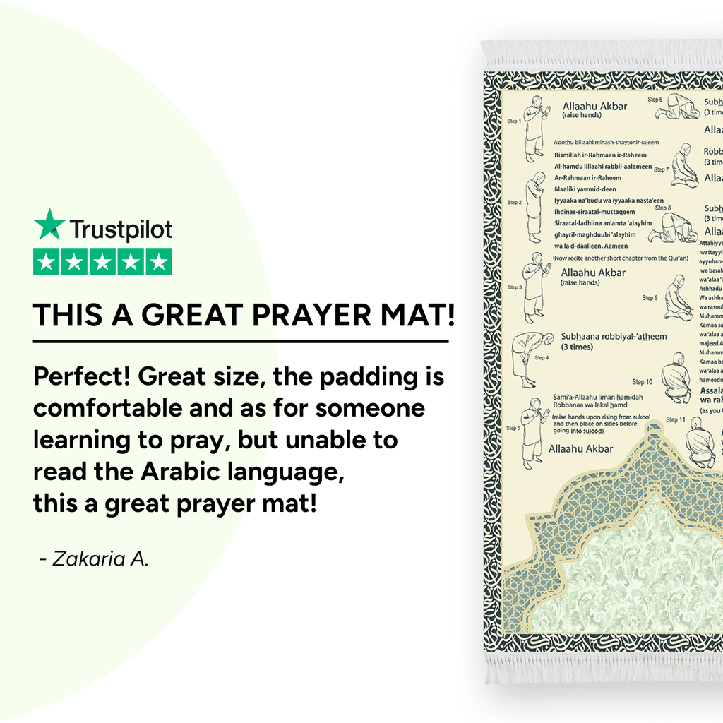 Étape par étape – Tapis de prière rembourré visuel pour apprendre Salah