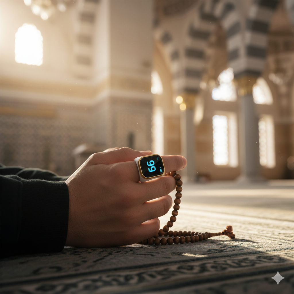 Bague intelligente ZIKR – Tasbih numérique blanc