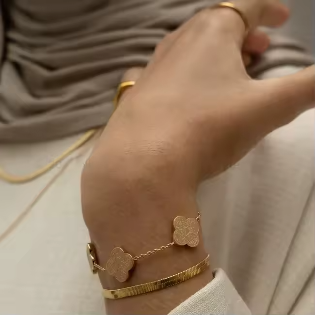 Bracelet de calligraphie triple quadrilobe - Shukr, Sabr, Tawakkul