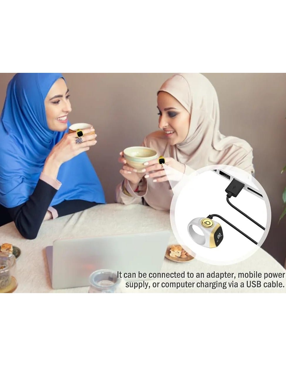 Bague intelligente ZIKR – Tasbih numérique blanc