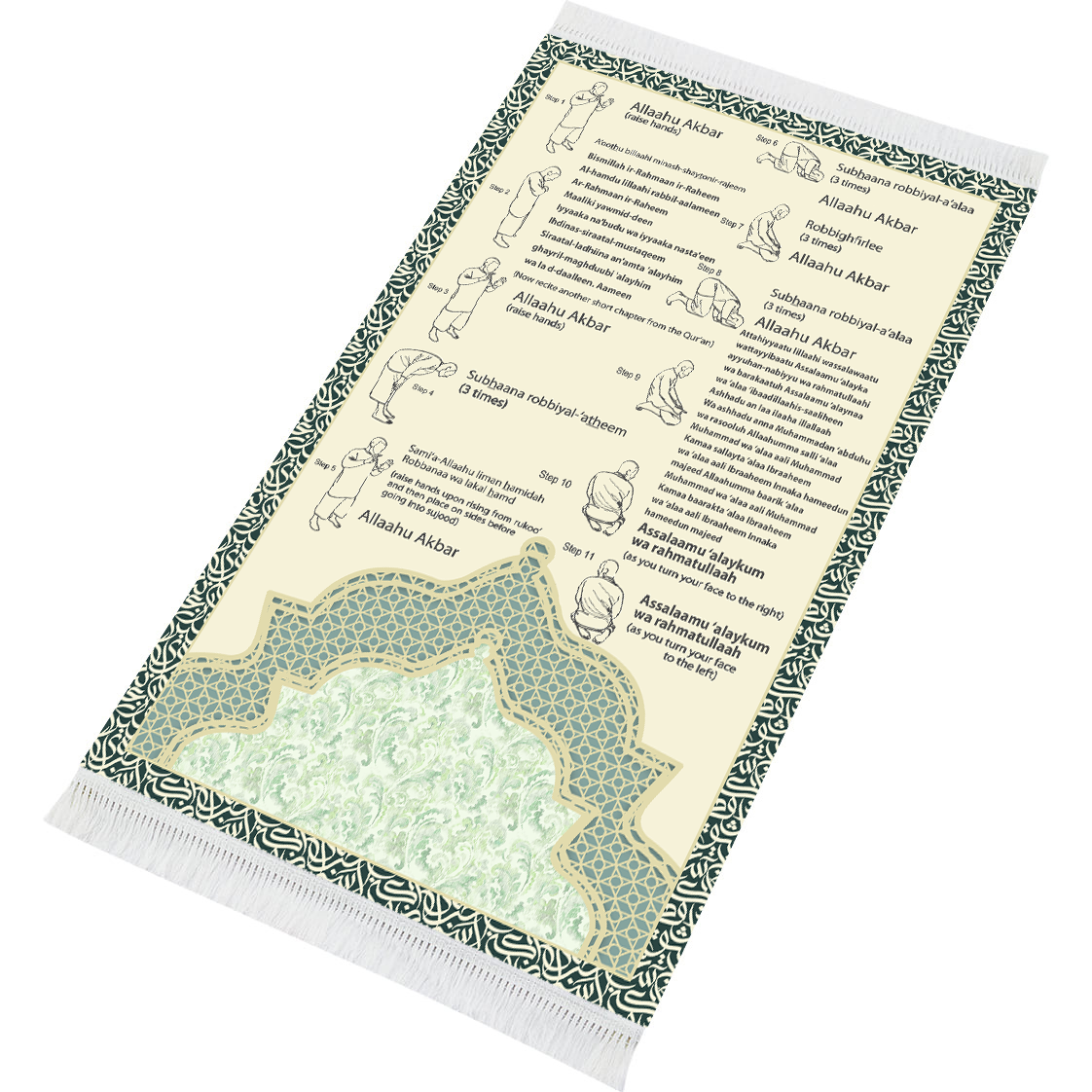 Étape par étape – Tapis de prière rembourré visuel pour apprendre Salah