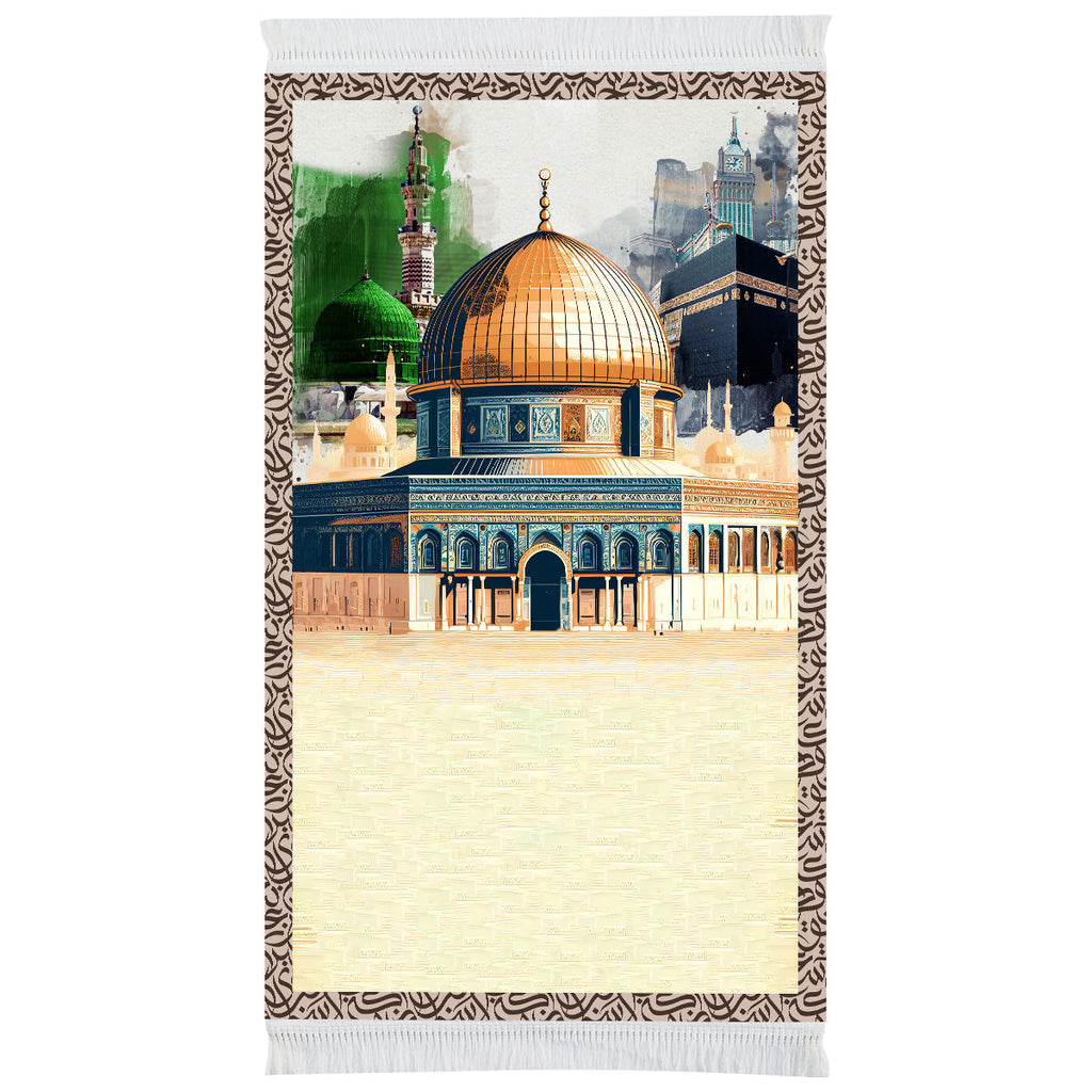Tapis de prière rembourré Al-Haramain et Al-Aqsa