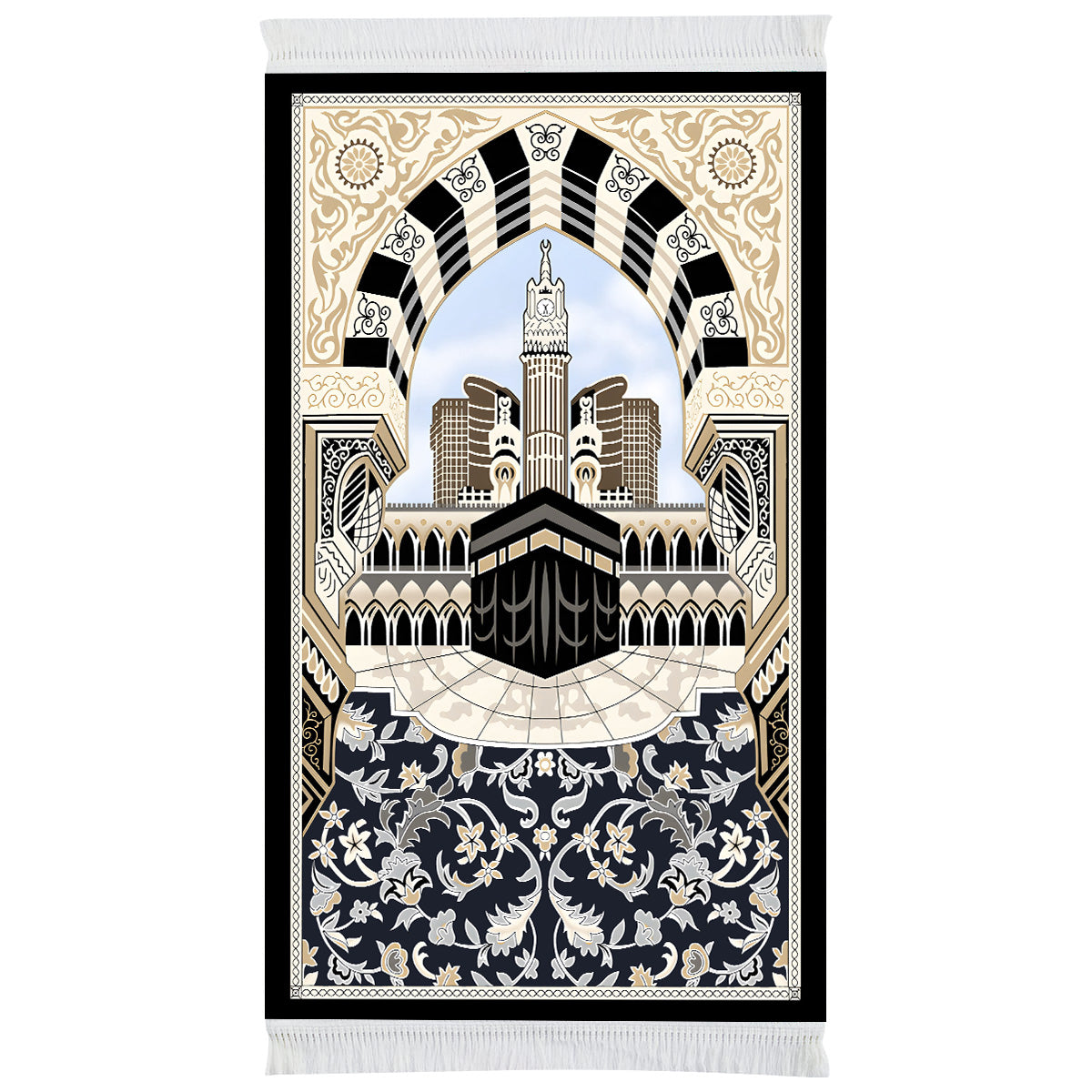 Tapis de prière rembourré Kaaba floral