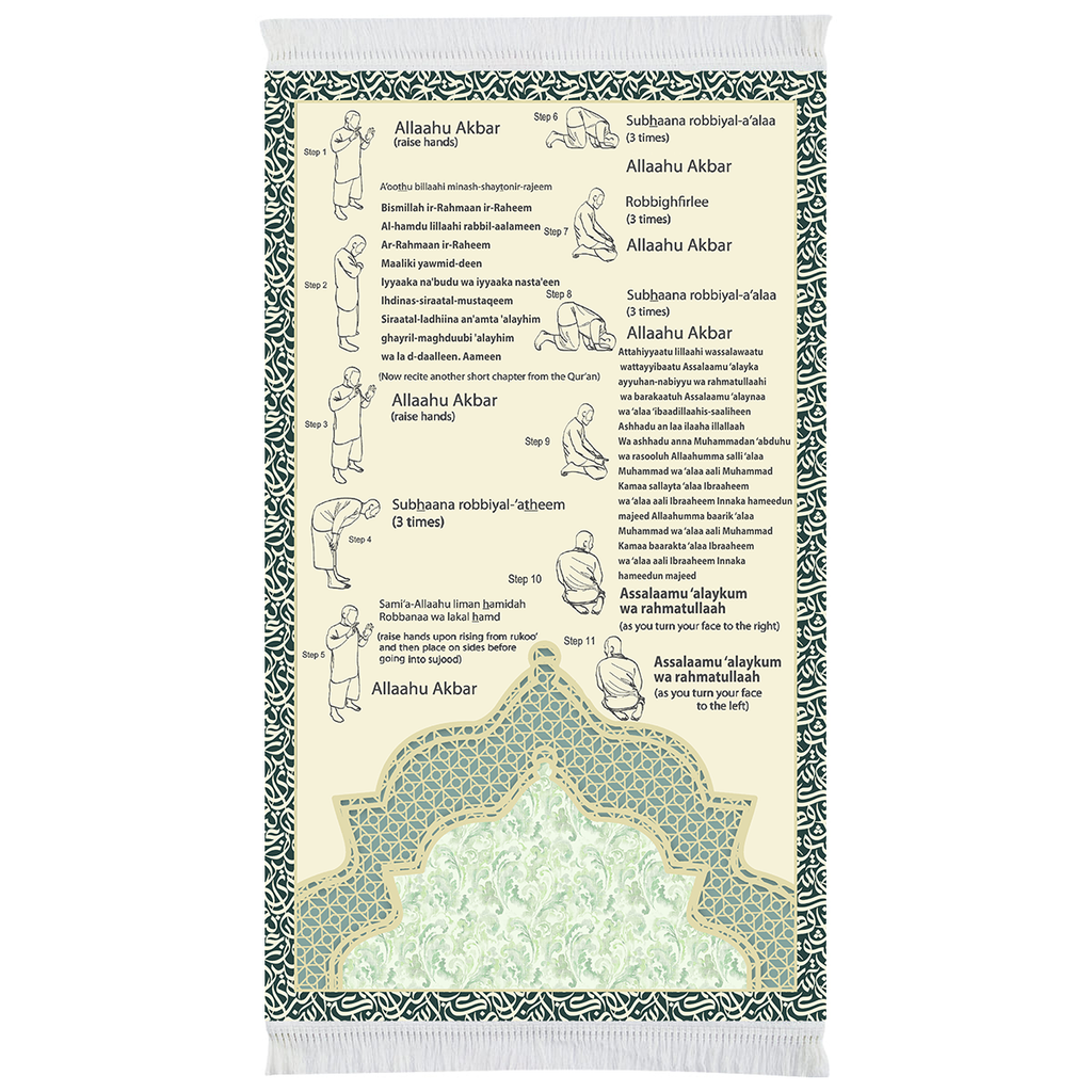 Étape par étape – Tapis de prière rembourré visuel pour apprendre Salah