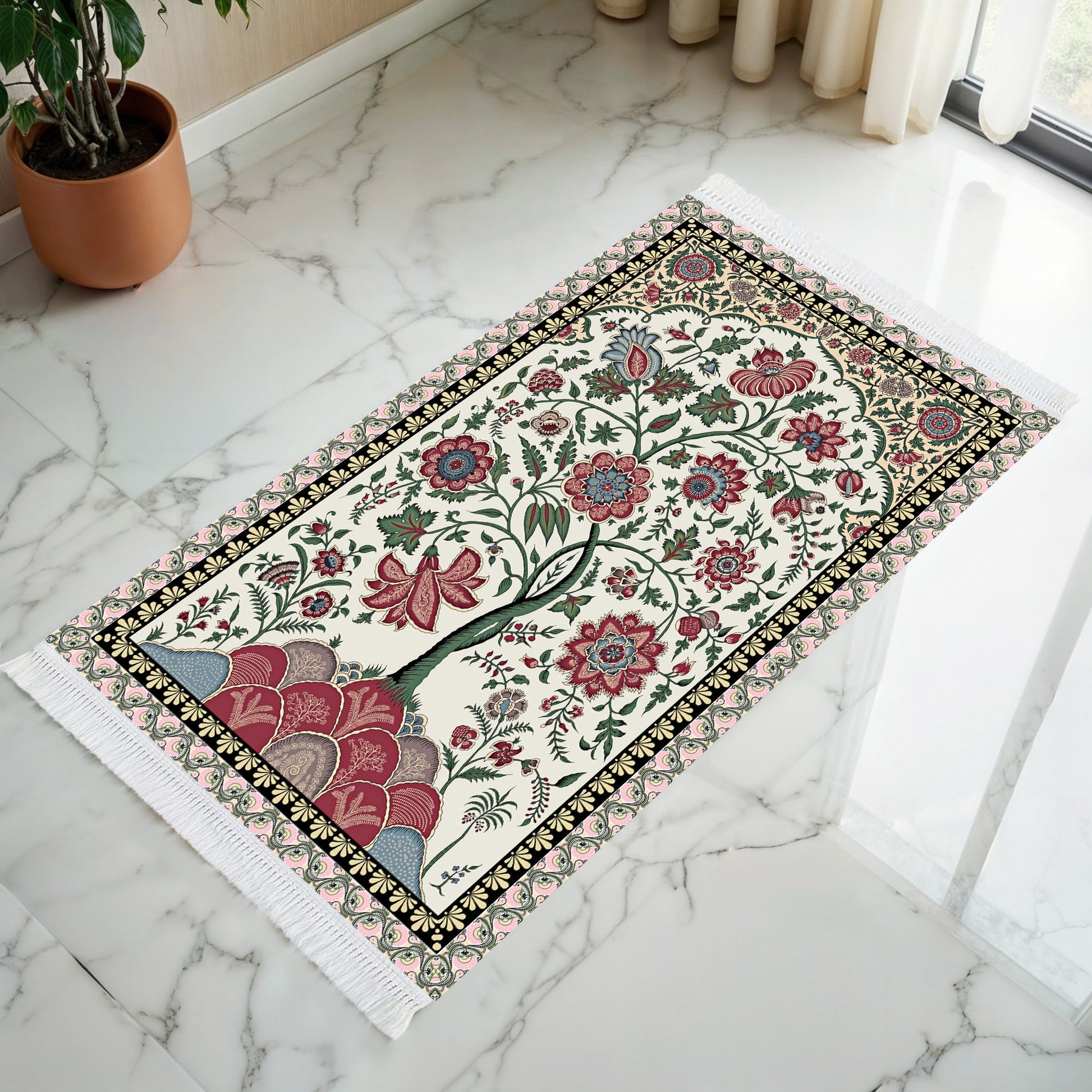 Tapis de prière rembourré floral
