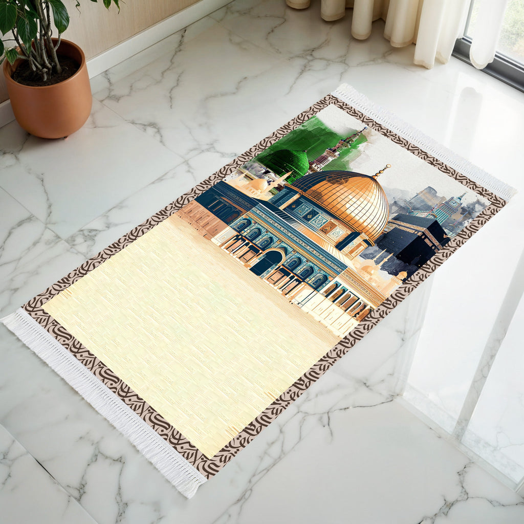 Tapis de prière rembourré Al-Haramain et Al-Aqsa