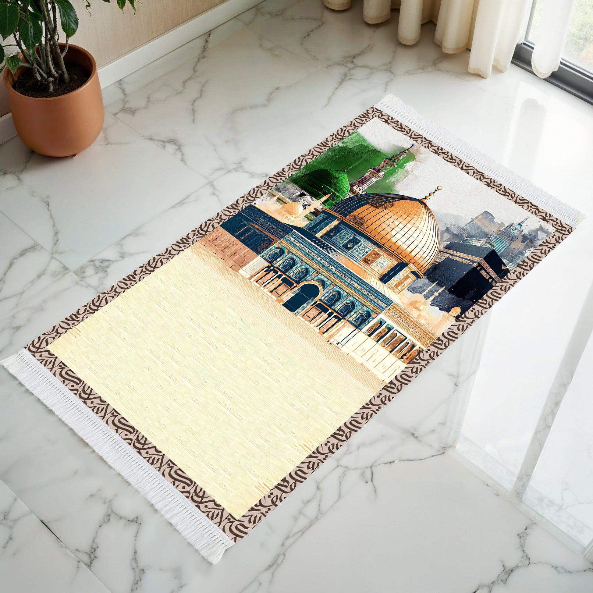 Tapis de prière rembourré Al-Haramain et Al-Aqsa