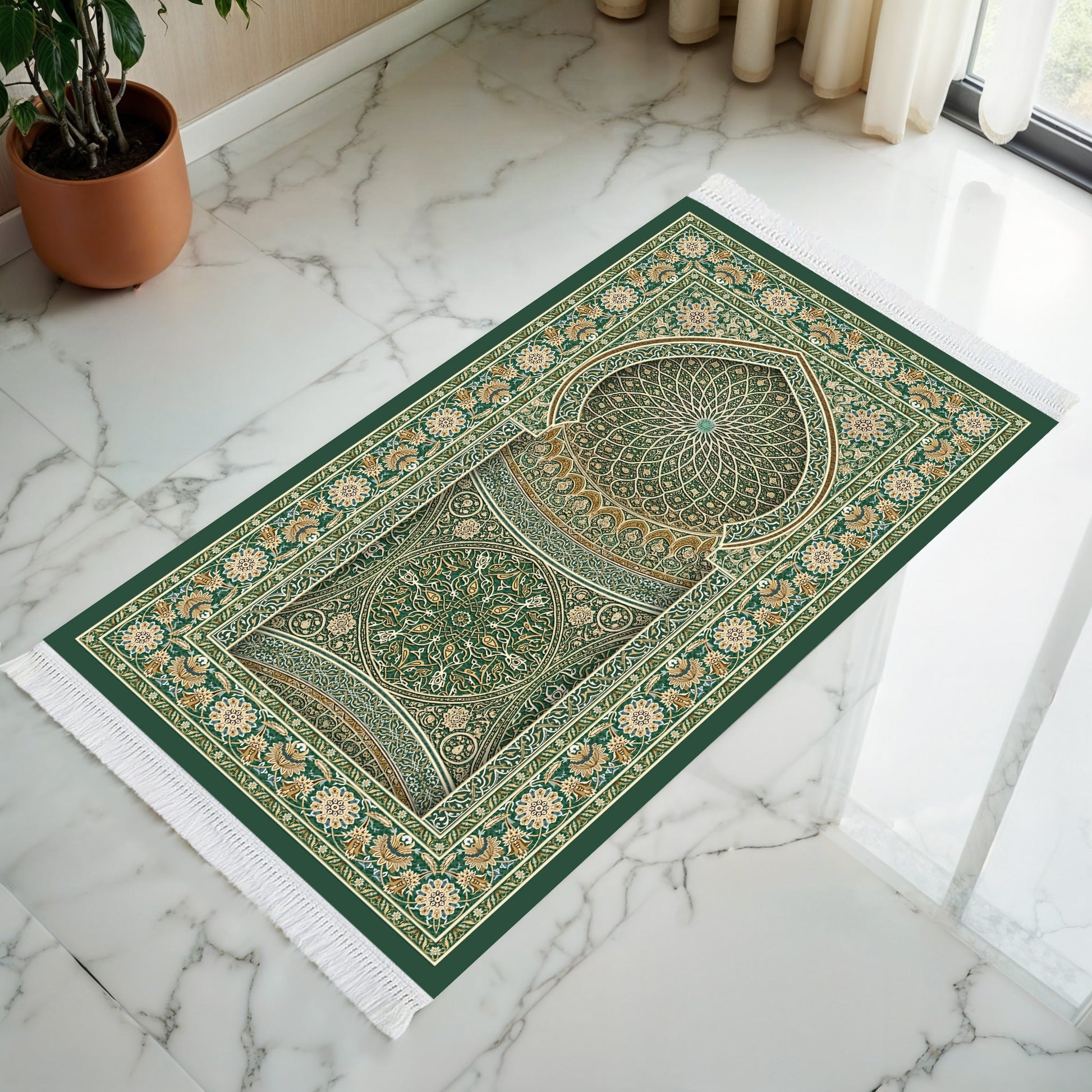 Tapis de prière rembourré émeraude