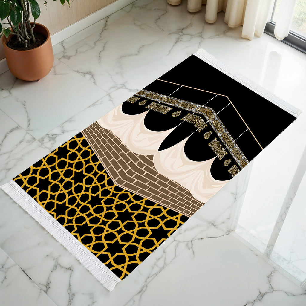 Tapis de prière rembourré d'angle Kaaba