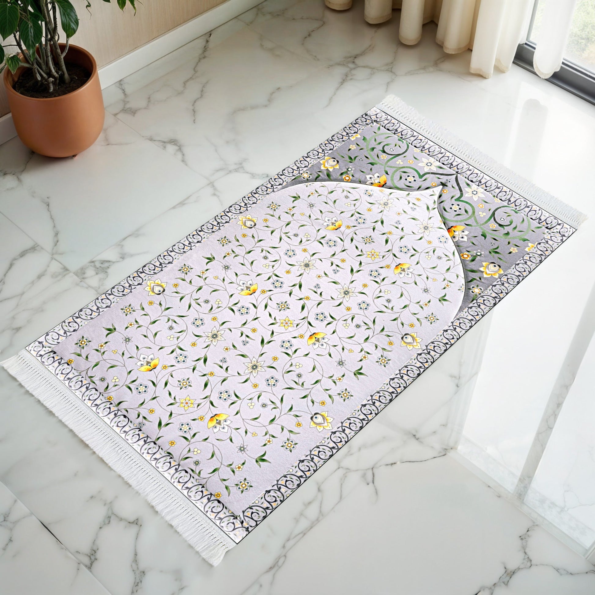 Tapis de prière rembourré Lotus jaune