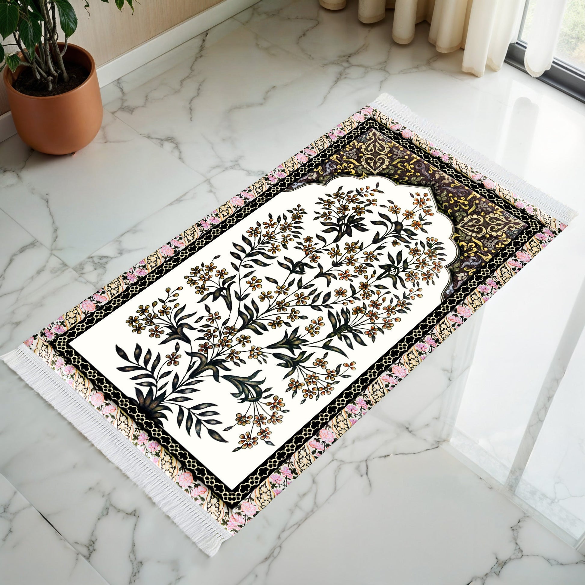 Tapis de prière rembourré floral antique